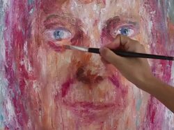 Woman Artist Oil Painting Portrait Stock Footage