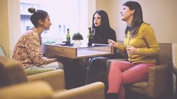 Happy girfriend's gathering in a restaurant Stock Footage