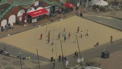 People Playing Volleyball On Brighton Beach News Clip