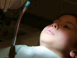 Closeup of child at dentist Stock Footage