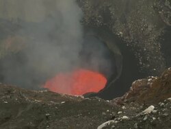 Wide shot of Marum volcano's lava lake releasing toxic gases, Marum Volcano, Ambrym Island, Vanuatu Stock Footage