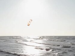Kite surfer on beach in Ostend, Belgium Stock Footage