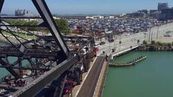 Baseball fans leaving AT&amp;T Park at the conclusion of a Giants game.San Francisco Strauss Trunnion Bascule Bridge, on 3rd St Near Giants' AT&amp;T Park, built 1933 Stock Footage