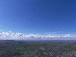 Landscape and sky, fields and towns from air, Northern Ireland Stock Footage