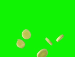 SLO MO Slices Of Parsnip On Chroma Key Stock Footage