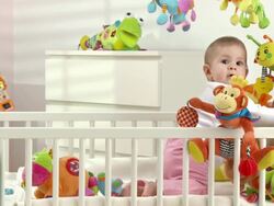 HD: Adorable Baby In Crib Stock Footage