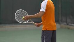 Tennis player practicing serve.  - Slow Motion Stock Footage
