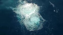 Foamy water after ship sinking Stock Footage