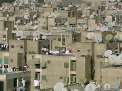 MS PAN Roofs with parabolas / Le Caire, Egypt Stock Footage