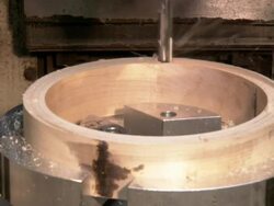 Medium Close Up push-in - A router cuts a groove into the body of a banjo /  California, United States Stock Footage