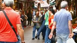 4K: People walking in the bazaar Stock Footage
