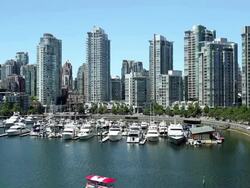 Vancouver False Creek Skyline Cityscape Stock Footage