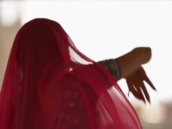 woman doing an Indian dance for Holi Stock Footage
