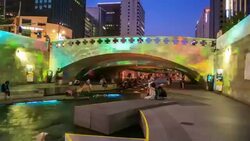 Cheonggyecheon Stream Lights Show Stock Footage