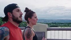 Physically Fit Caucasian Couple in their Thirties Running Stock Footage