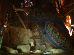 Woman stirring pastry of Ethiopian dish Stock Footage