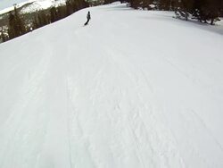 WS POV Man doing snowboarding / Mammoth Lakes, California, United States Stock Footage