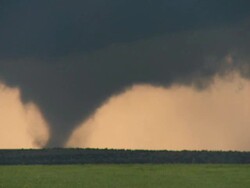 WS View of tornado over green wheat field / Goodnight, Texas, United States Stock Footage