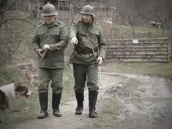 Soldiers and dog Stock Footage