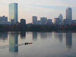 Rowing the Charles River, Boston Stock Footage