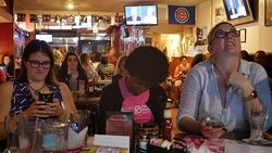 Debate viewers in Indiana react while watching on TV as Donald Trump and Hillary Clinton debate for the third and last time Stock Footage