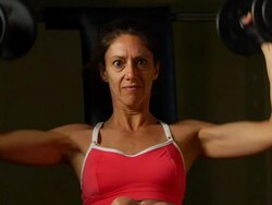 Sharon's Military Press 2 - Multi Perspective Stock Footage