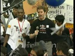 Demo against drug companies and Bush News Clip