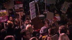 Large crowd of anti Trump protesters in Whitehall News Clip