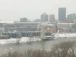 WS PAN Colorful banks of Mississippi river / Saint Paul, Minnesota, United States  Stock Footage