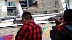 MC Sulek singing amon the public in the MexFest 2015 in Dundas Square-Toronto Stock Footage