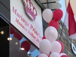 ATMOSPHERE Marriage sign at the Monaco Royal Wedding: Preparations at Monaco . (Footage by WireImage Video/Getty Images Entertainment Video) Stock Footage