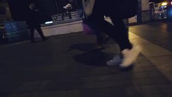 People crossing the Street at night in Taipei, Taiwan Stock Footage