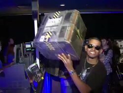 ATMOSPHERE: fans at the 'Halo:Reach' Midnight Madness Launch Event with Kid Cudi at New York NY. (Footage by WireImage Video/GettyImages) Stock Footage