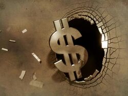 Golden Dollar Sign Cracking Grunge Wall Stock Footage