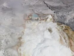 CU Shot of steam coming through Mammoth Springs / Wyoming, United States Stock Footage