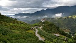 terraced rice field in Sapa, Vietnam Stock Footage