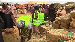 Aid agencies increase efforts to supply much needed food to refugees Instructional Video