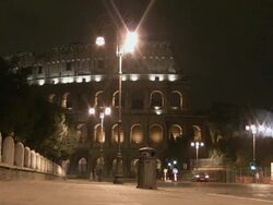 MS, Colosseum illuminated at night, Rome, Italy Stock Footage