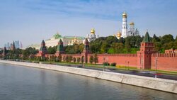 Kremlin churches and towers from Moscow River Bridge, Moscow, Russia, Europe - Time lapse Stock Footage