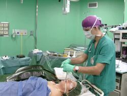 MS Anesthesia specialist preparing for surgery / Cagliari, Sardinia, Italy Stock Footage