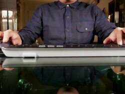 Busy man before computer Stock Footage