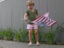 Patriotic American Child Waves Flag Stock Footage
