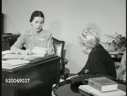1946: DOROTHY DIX  GIVES ADVICE: Journalist, advice columnist Dorothy Dix (Elizabeth Meriweather Gilmer; 1870-1951) sitting in chair w/ secretary at desk SOT reading letter, Miss Dix saying writer is 'wasting time on married sweetheart...' Instructional Video