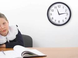 Lasy tired school girl Stock Footage