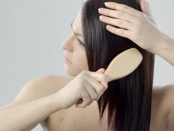 Woman with long healthy looking hair Stock Footage