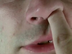 man picking nose Stock Footage