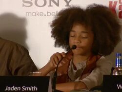 INTERVIEW: Jaden Smith on how he just ate hamburgers whilst in China, no one spoke English and he had to run whilst working on the Great Wall of China. at the The Karate Kid Press Conference at London England. (Footage by WireImage Video/GettyImages) Stock Footage