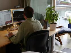 Investment Stock Trading at Home over Internet Stock Footage