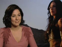INTERVIEW: Lynn Collins on Taylor Kitsch at John Carter Interviews at Corinthia Hotel London on March 2, 2012 in London, England. Stock Footage