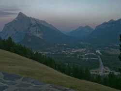Town of Banff at Dusk, Time Lapse Stock Footage